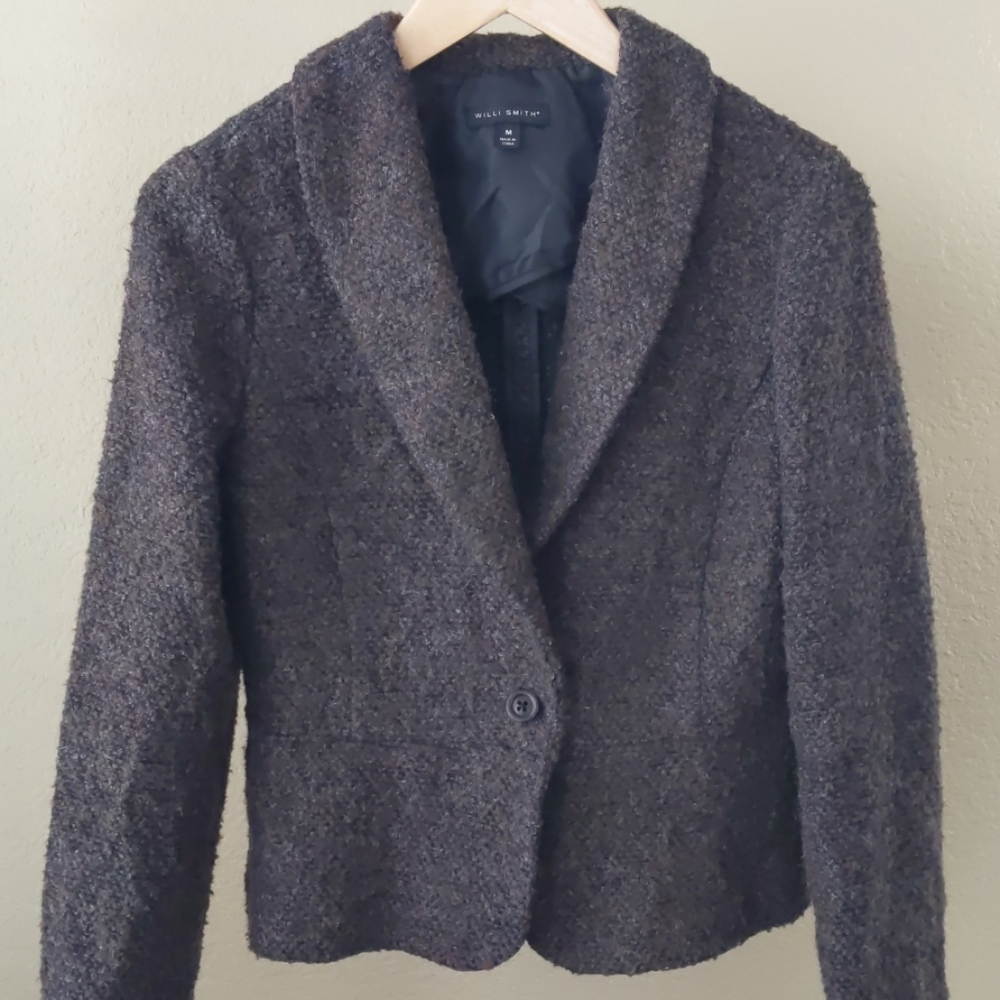 Willi Smith woven brown blazer jacket size medium